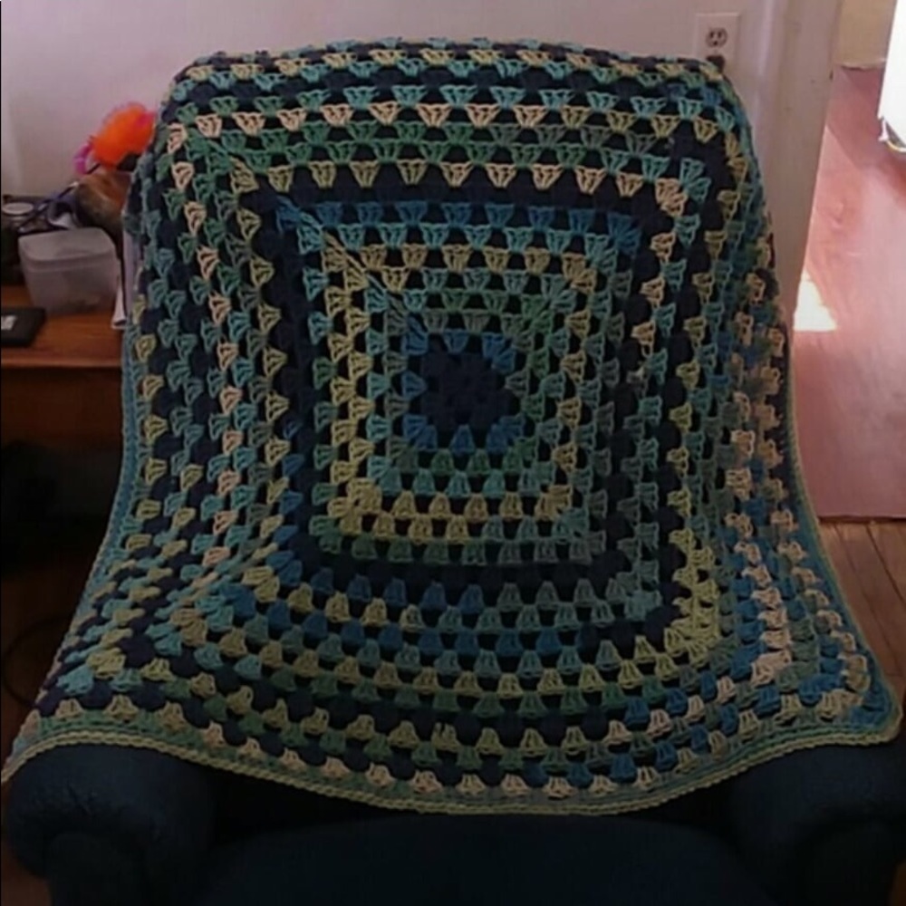 Teal Multi-Color Crocheted Lap throw